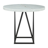 Riko - Mesa de comedor redonda a la altura de la encimera - Blanca