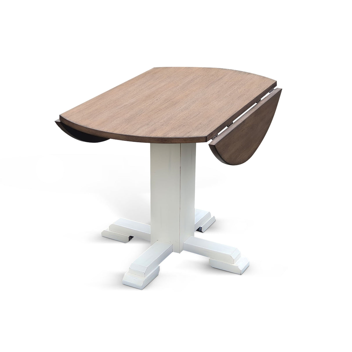 Drop Leaf Round Table - Buckskin / Marble White
