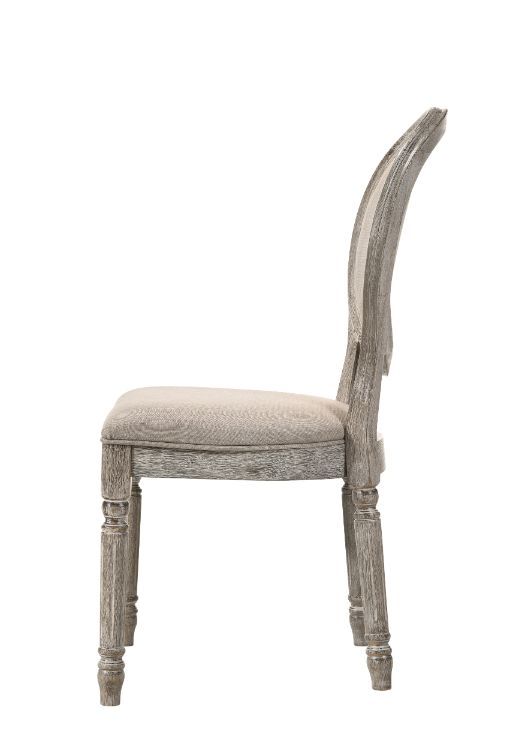Faustine - Silla de comedor (Juego de 2) - Tela color canela y acabado de roble claro recuperado