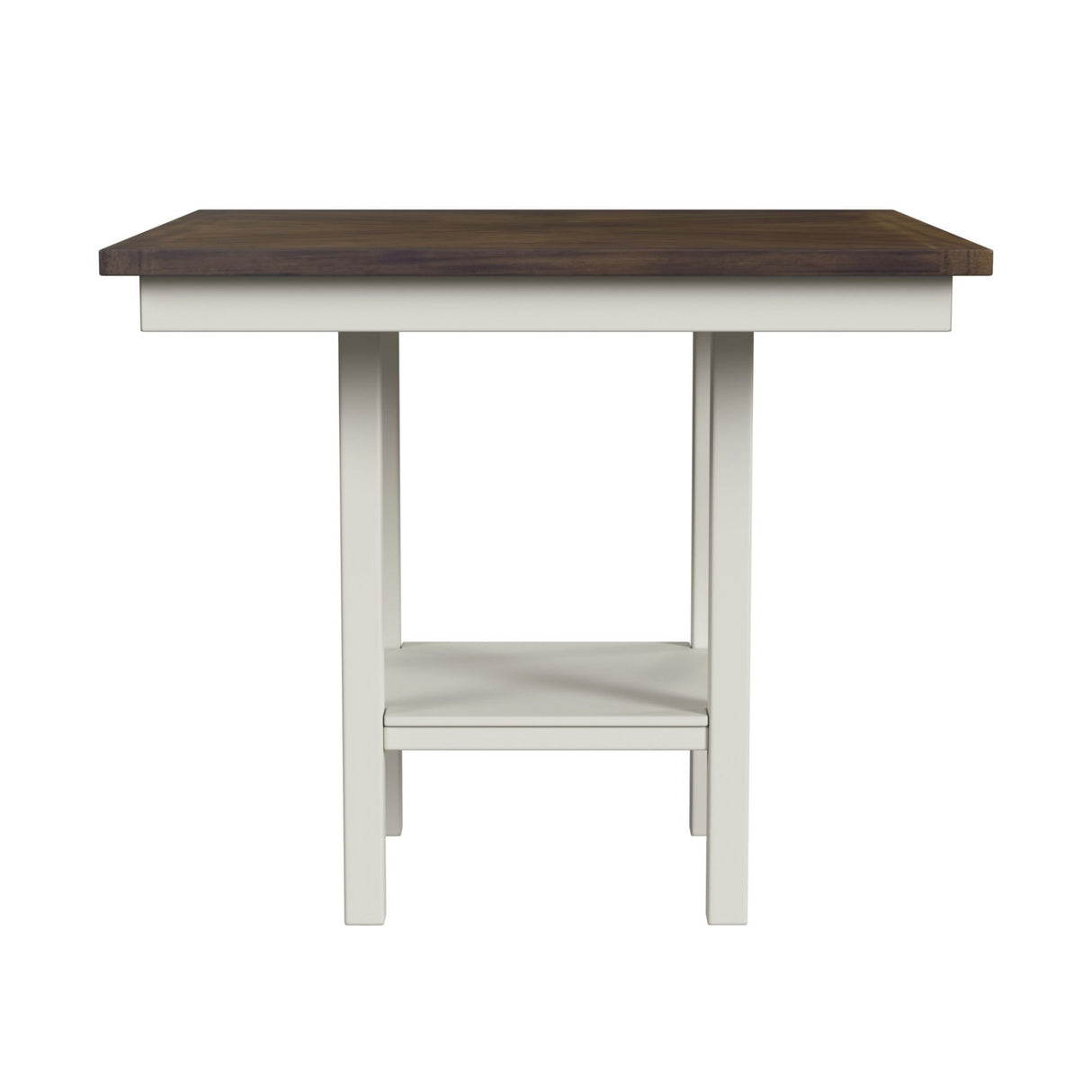 Brooks - Juego de mostrador de 5 piezas con mesa y 4 sillas con asiento tapizado y respaldo de madera - Marrón medio y blanco