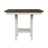 Brooks - Juego de mostrador de 5 piezas con mesa y 4 sillas con asiento tapizado y respaldo de madera - Marrón medio y blanco