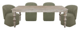 Crossings - Rectangular Dining Table With 4 Upholstered Chairs - Whitewash & Green