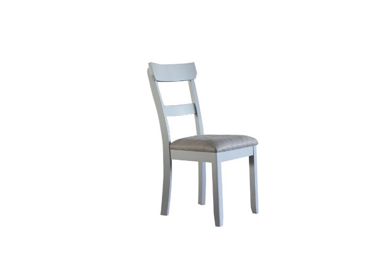 Casa - Silla lateral Marchese (juego de 2) - Tela gris de dos tonos y acabado gris perla