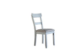 Casa - Silla lateral Marchese (juego de 2) - Tela gris de dos tonos y acabado gris perla