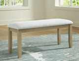 Calmoro - Large Upholstered Dining Room Bench - Off White / Gray