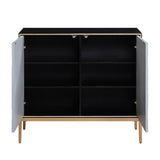 Quilla - Console Cabinet - Black, Gray & Brass