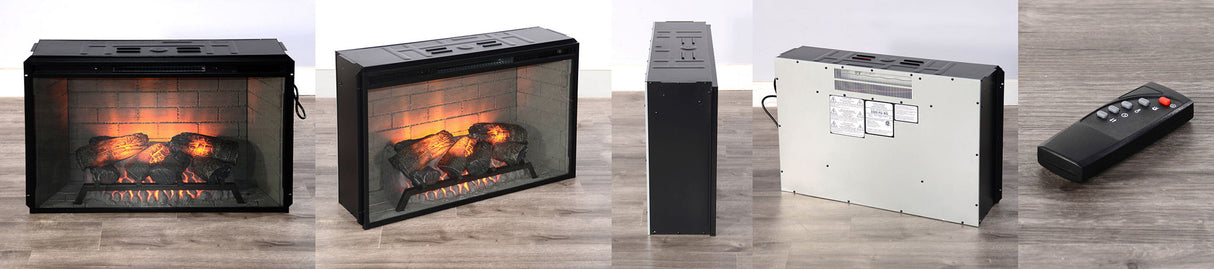 33" Wood Fireplace Insert - Black
