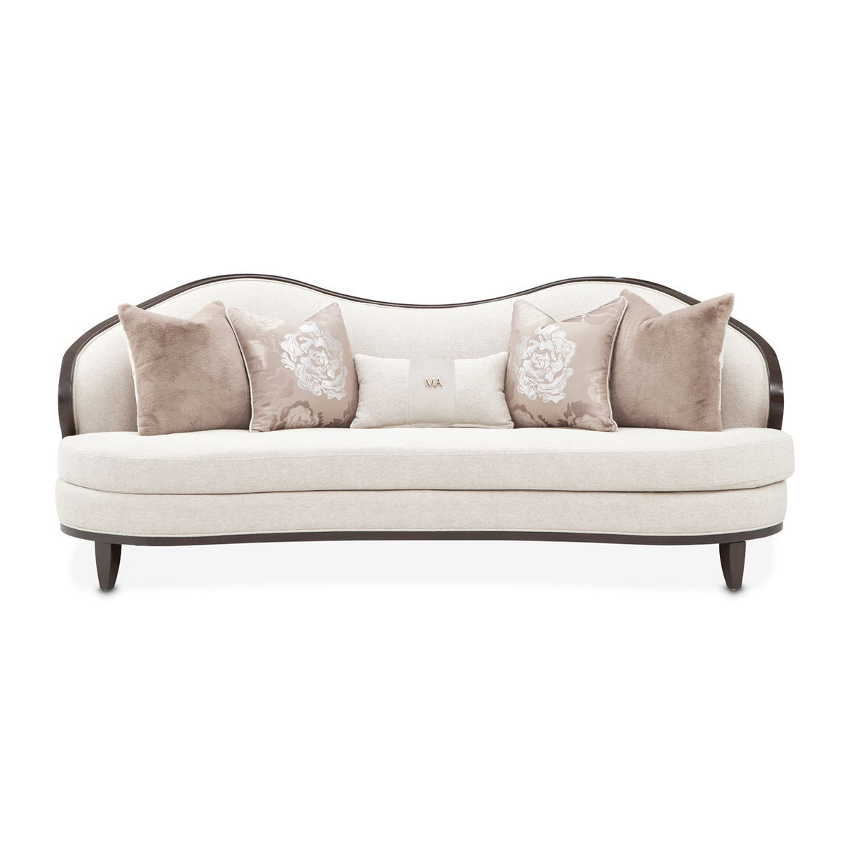 Camellia Field - Chenille Sofa - Beige / Dark Brown
