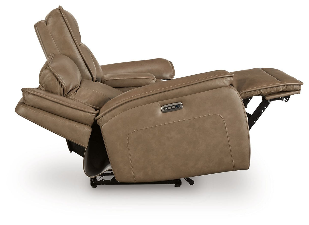 Glencroft - Sofá biplaza reclinable eléctrico con consola / Reposacabezas ajustable - Sahara
