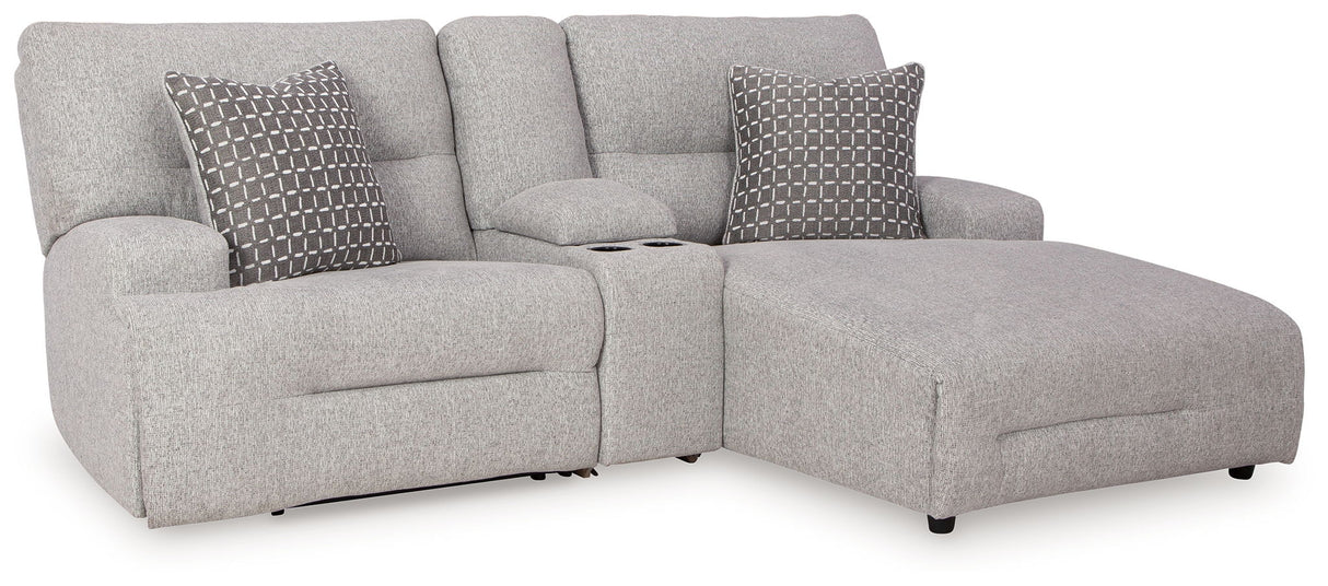 Acklen Place - 4 Pc. - 3-Piece Power Reclining Sectional Sofa With Raf Chaise, Wide Seat Power Recliner - Pewter...
