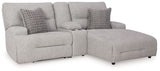 Acklen Place - 4 Pc. - 3-Piece Power Reclining Sectional Sofa With Raf Chaise, Wide Seat Power Recliner - Pewter...