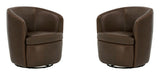 Barolo - 100% Italian Leather Swivel Club Chair (Set of 2)