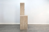 Rustic Wood Bar Cabinet With Hutch - Light Gray / Wheat