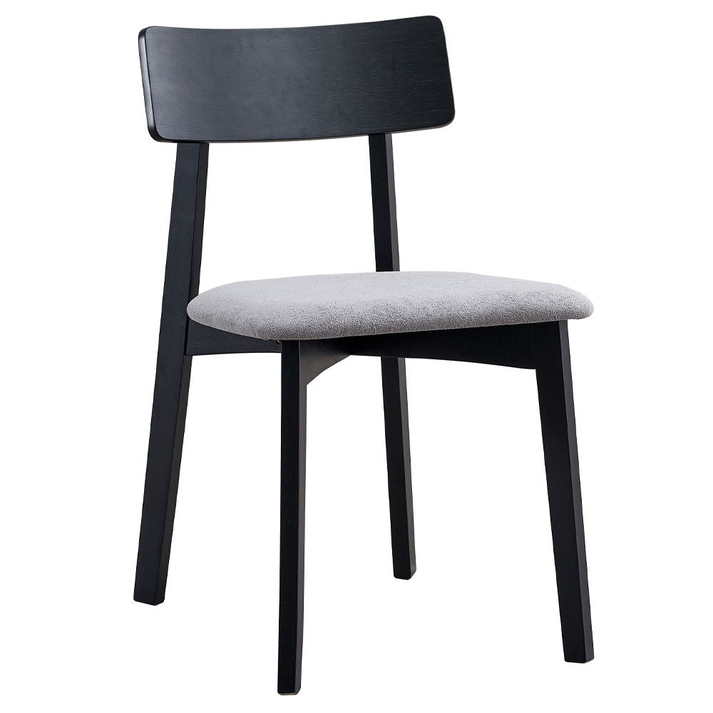 Real - Silla lateral (Juego de 2) - Lino gris y acabado negro