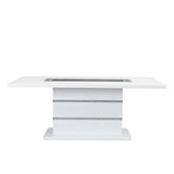 Elizaveta - Mesa de comedor - Terciopelo gris, cristales de imitación y acabado blanco brillante