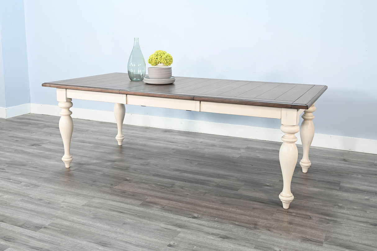 Carriage House - Mesa de comedor rectangular con extensiones Pasadena - Buckskin / Blanco mármol