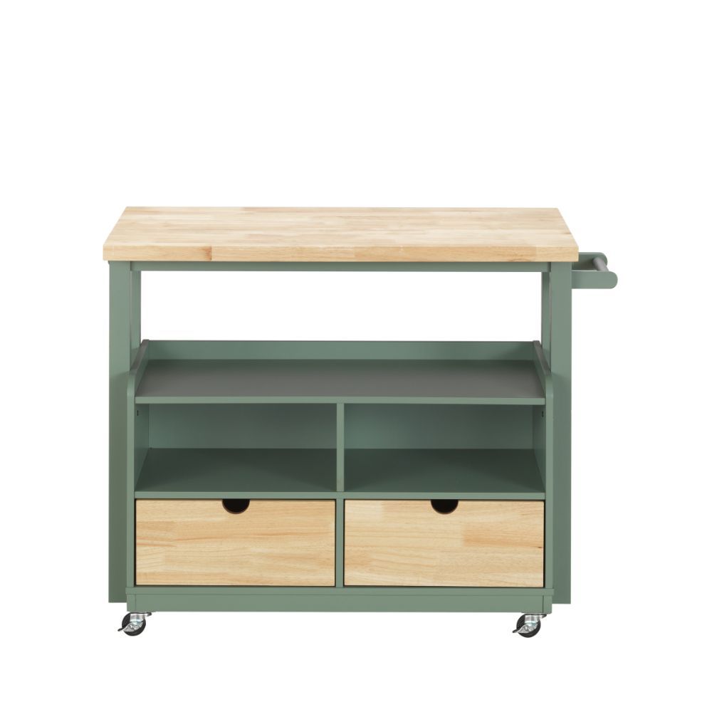 Harper - Carrito de cocina - Natural y verde