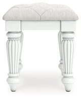 Kozlani - Taburete tapizado Vanity - Blanco