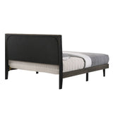 Valdemar - Cama Queen Size - Tela Marrón y Acabado Gris Desgastado