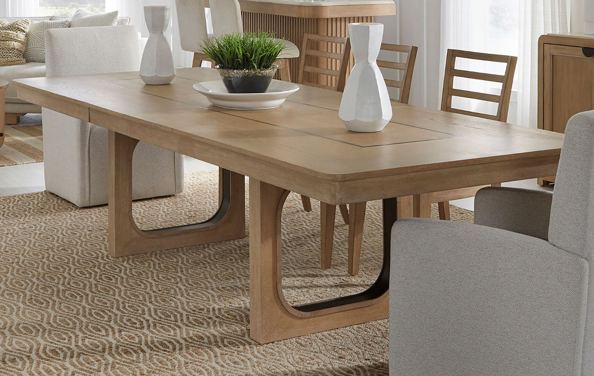 Escape - Mesa de comedor extensible - Roble natural barnizado / Detalles de metal negro