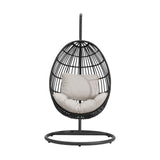 Playa - Swing Egg Chair With Base And Pillar - Dark Gray / Beige