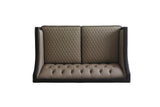 House Beatrice - Loveseat With 3 Pillows - Tan Synthetic Leather , Black Synthetic Leather & Charcoal