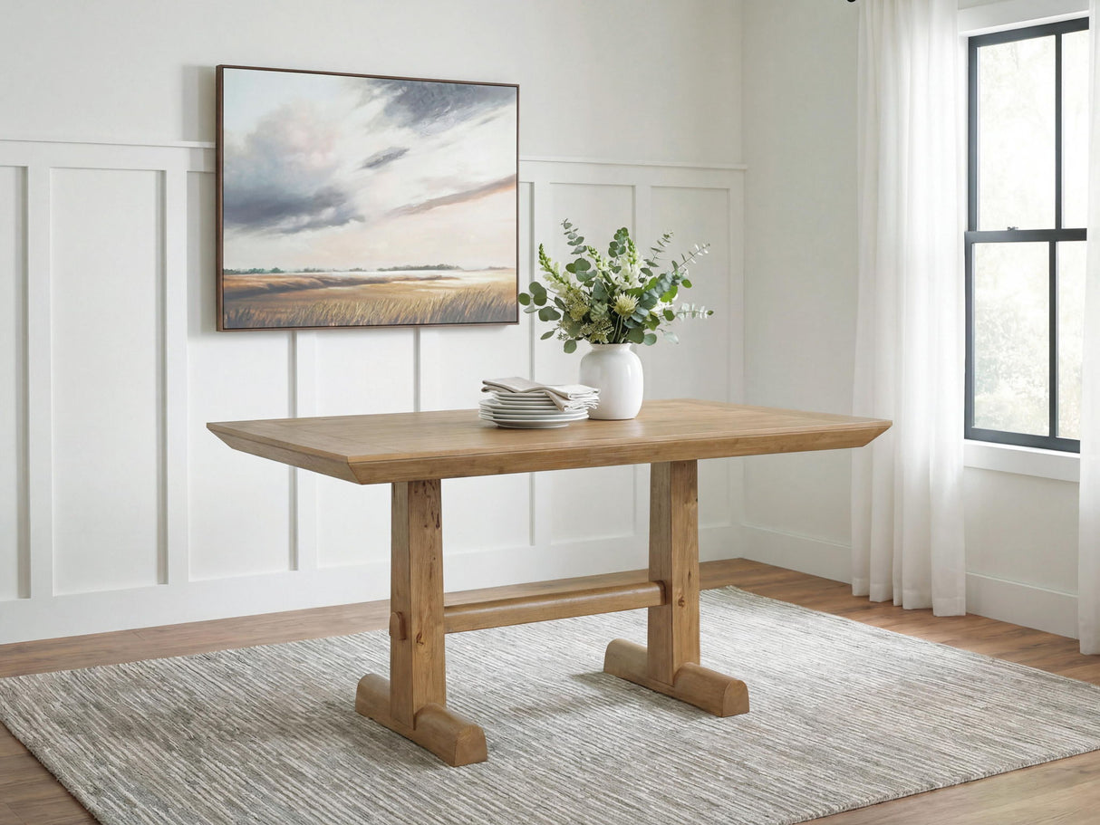 Ridgester - Mesa de comedor alta rectangular - Marrón claro
