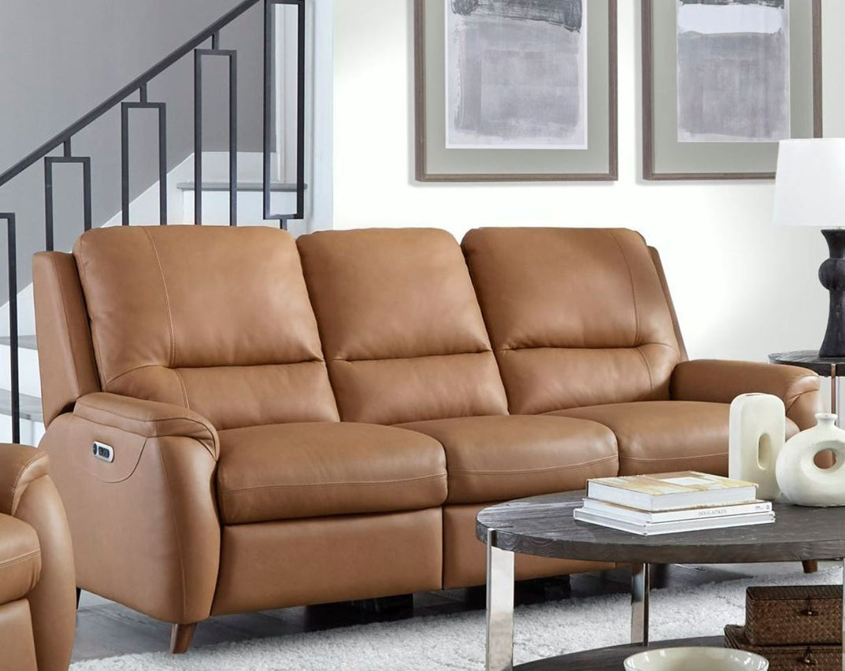 Austin - Power Reclining Sofa P2 - Caramel Cream