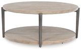 Dyonton - Round Cocktail Table - Light Grayish Brown