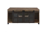 Nineel - Coffee Table - Obscure Glass, Rustic Oak & Black