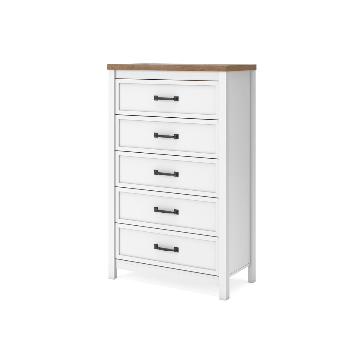 Kerisden - Five Drawer Chest - White / Brown