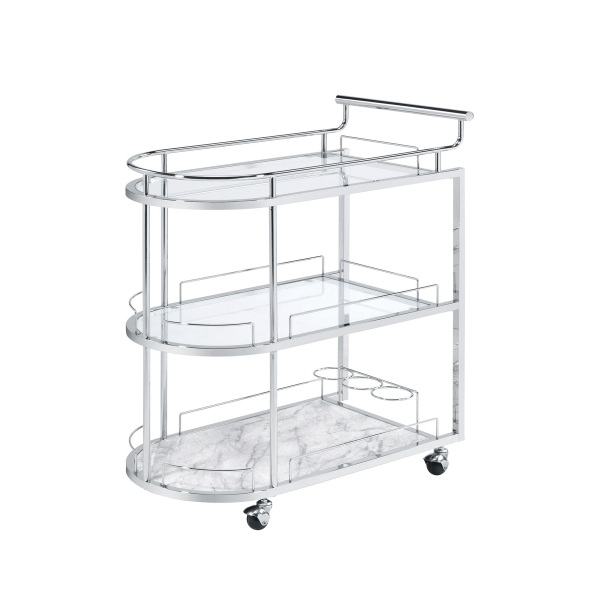 Inyo - Carrito de servicio - Cristal transparente y cromo