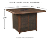 Paradise Trail - Medium Brown - Square Bar Table w/Fire Pit