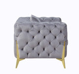 Jelanea - Sofa With 2 Pillows - Gray Velvet & Gold