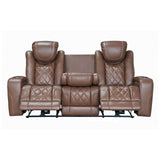 Dorian - Reclining Leather Sofa With Power Headrest And Footrest - Brown