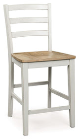 Purlaney - Antique White / Natural - Barstool (Set of 2)