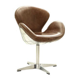 Brancaster - Sillón ocasional - Cuero de plena flor marrón retro y aluminio