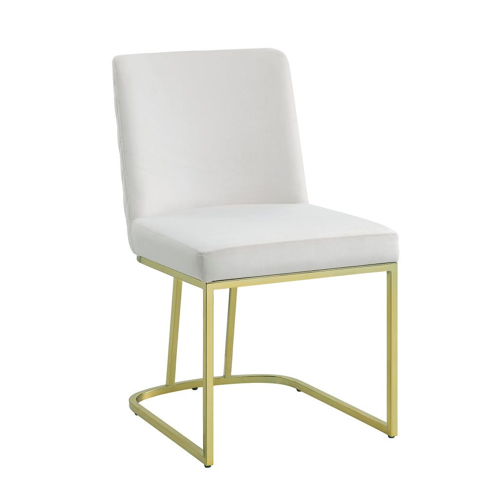 Zazie - Silla Auxiliar (Set de 2) - Terciopelo Blanco y Dorado