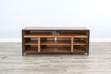 Industrial TV Stand With Open Shelving And Metal Accents - Antique Brown