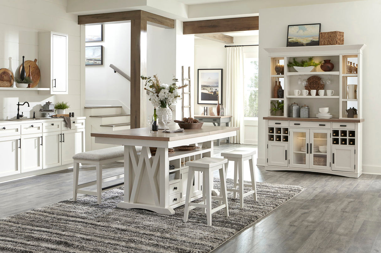 Comedor moderno Americana - Aparador y vitrina con encimera de cuarzo - Algodón