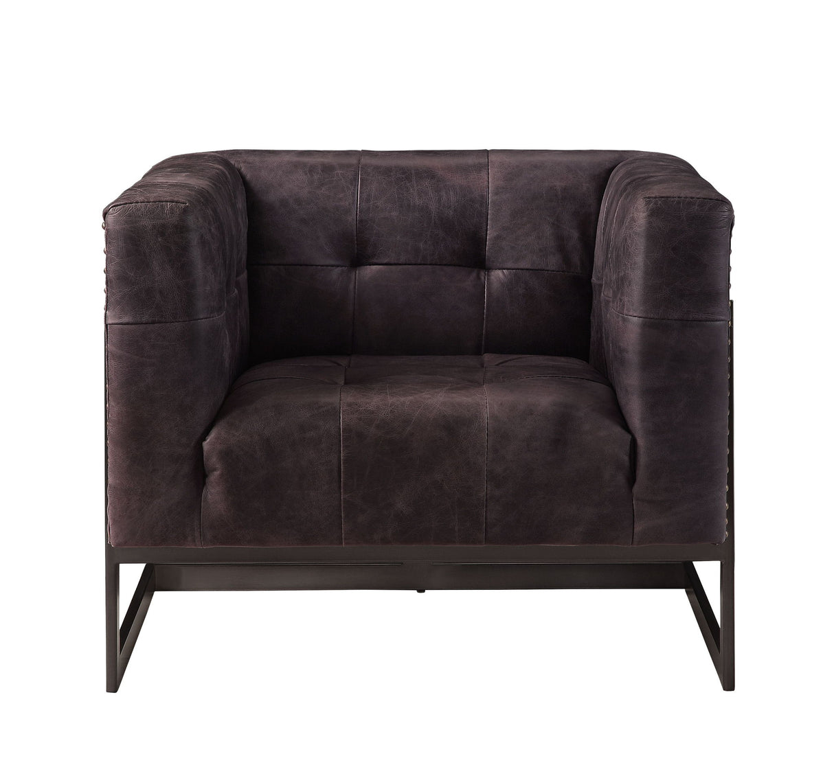 Sagat - Sillón decorativo - Piel flor ébano antiguo y roble rústico