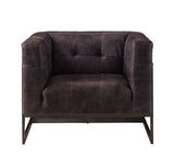 Sagat - Sillón decorativo - Piel flor ébano antiguo y roble rústico