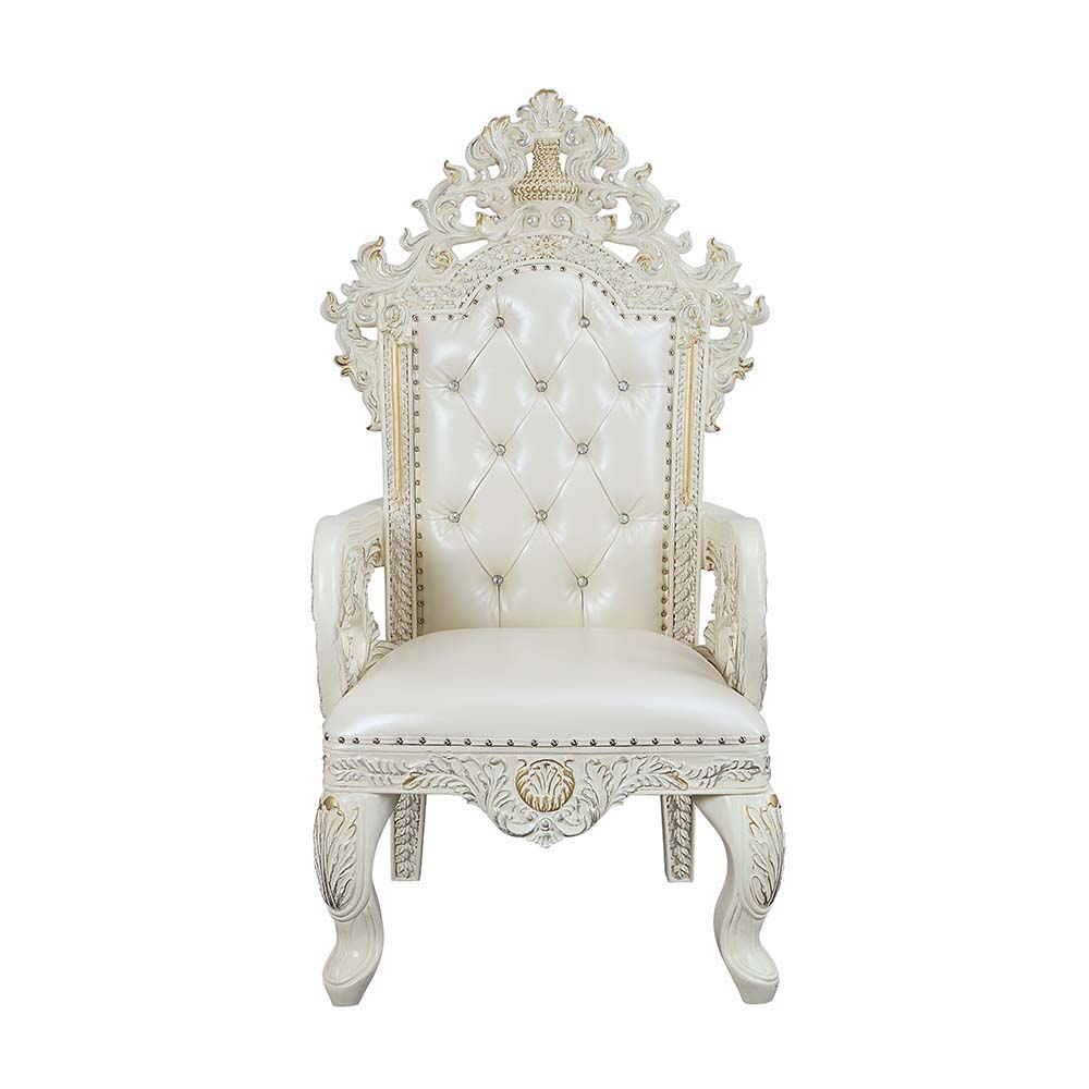 Adara - Silla de comedor (Juego de 2) - Poliuretano blanco y acabado blanco antiguo