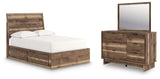 Chirason - 3 Pc. - Full Panel Storage Bed, Dresser And Mirror - Brown