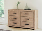 Sanginlane - Six Drawer Dresser - Tan