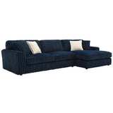 Breton - Sofá Seccional Con 4 Almohadas - Pana Azul