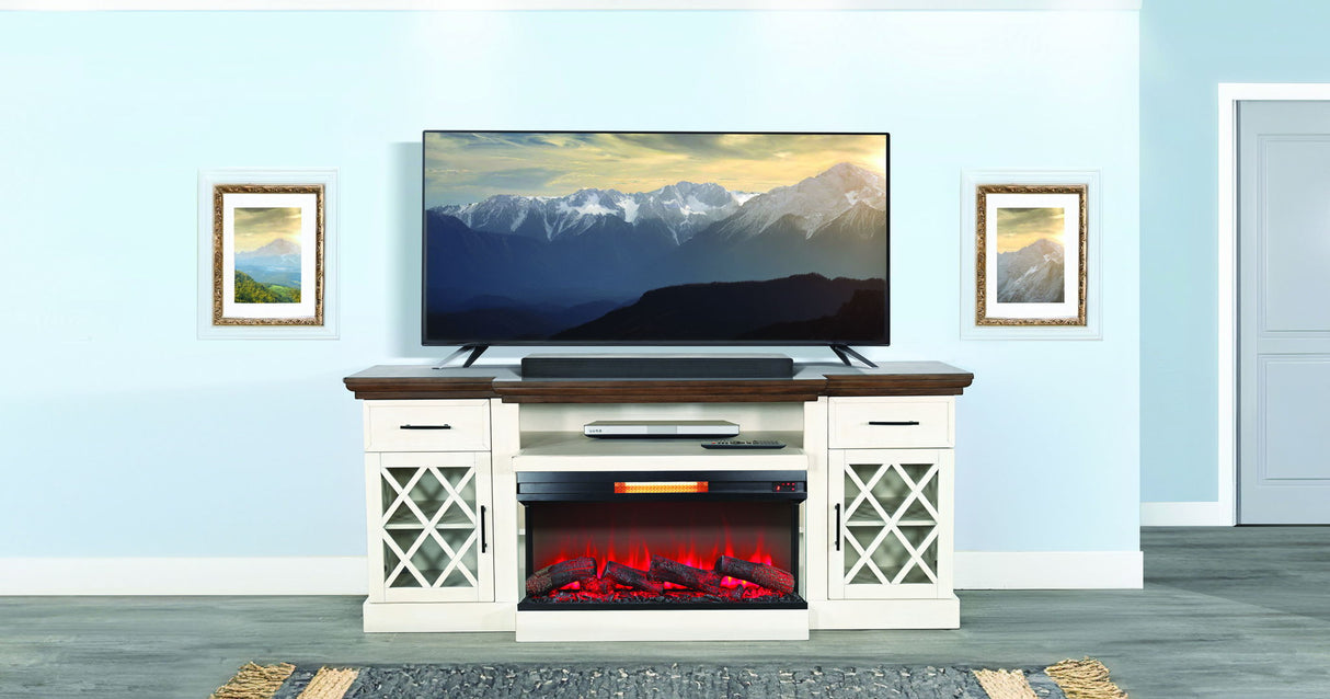 TV Console With 36" Fireplace Insert Option - White