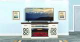 78" Media Console With Electric Fireplace - Buckskin / Marble White