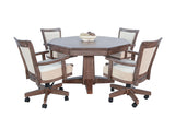5 Piece Reversible Game And Dining Poker Table Set - Buckskin