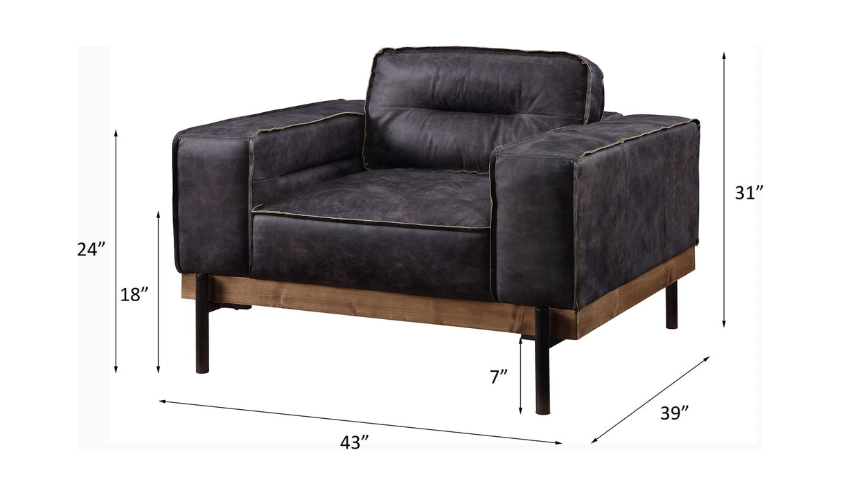 Silchester - Sillón - Piel flor de ébano envejecida